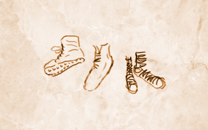 Zeichnerische Darstellung von römischen Calcei und Caligae